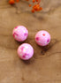 Bead pink - round with flowers