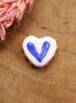 Bead white - ceramic heart with orange decoration