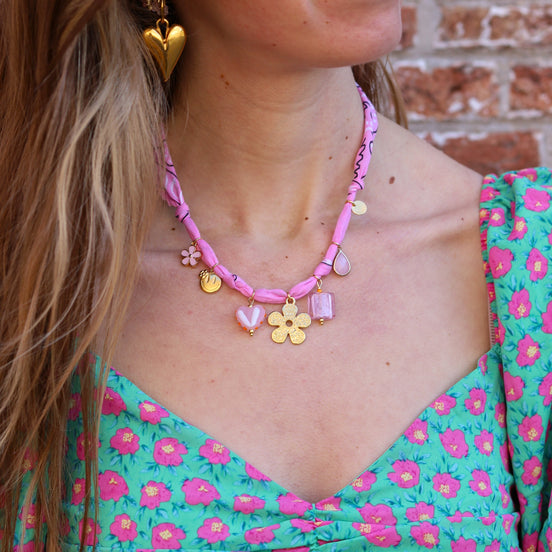 Bandana ketting - lichtroze