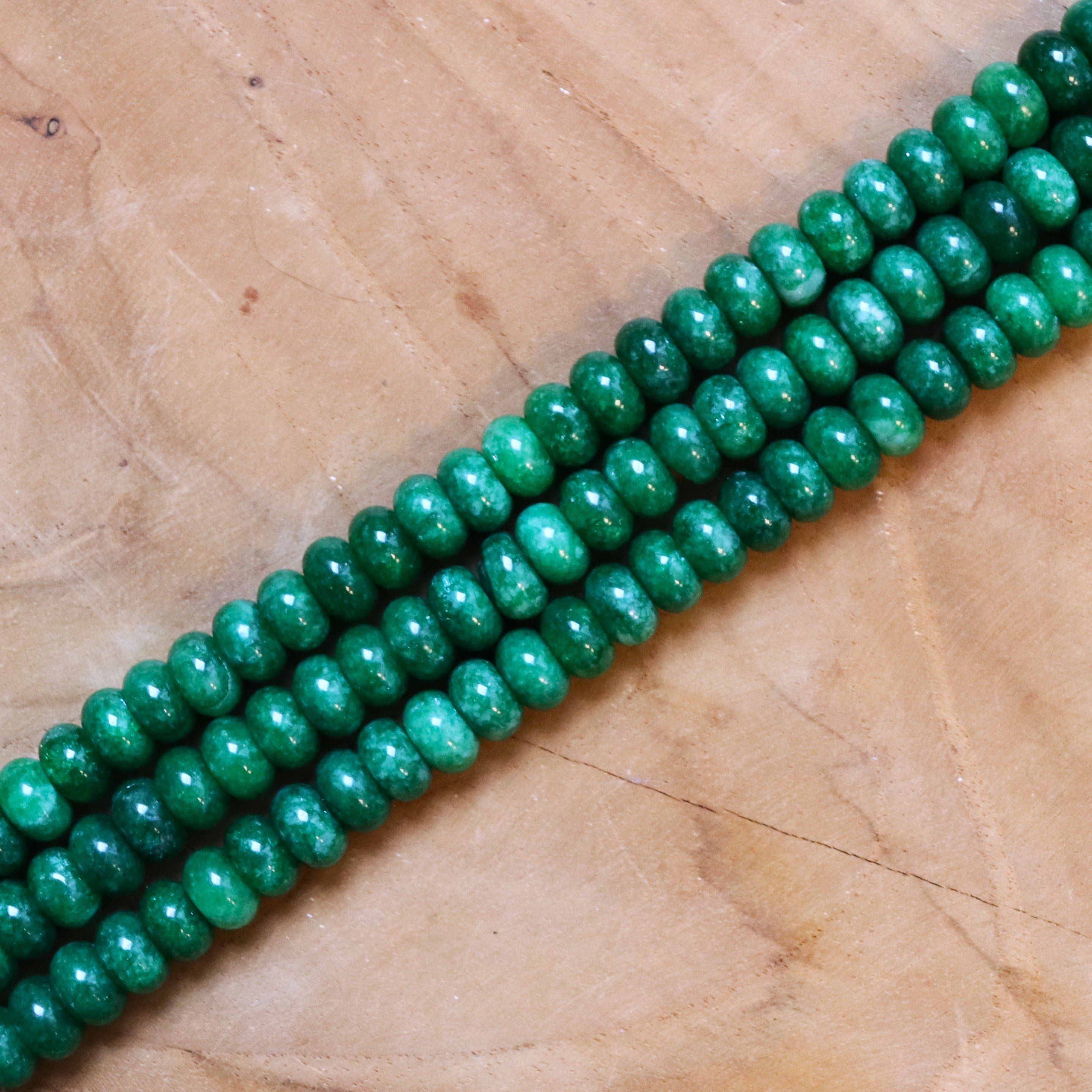 Kralenstreng rondellen dyed jade - Eucalyptus green