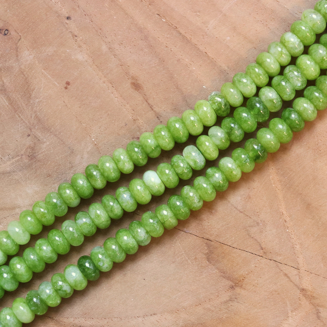 Kralenstreng rondellen dyed jade - Olive