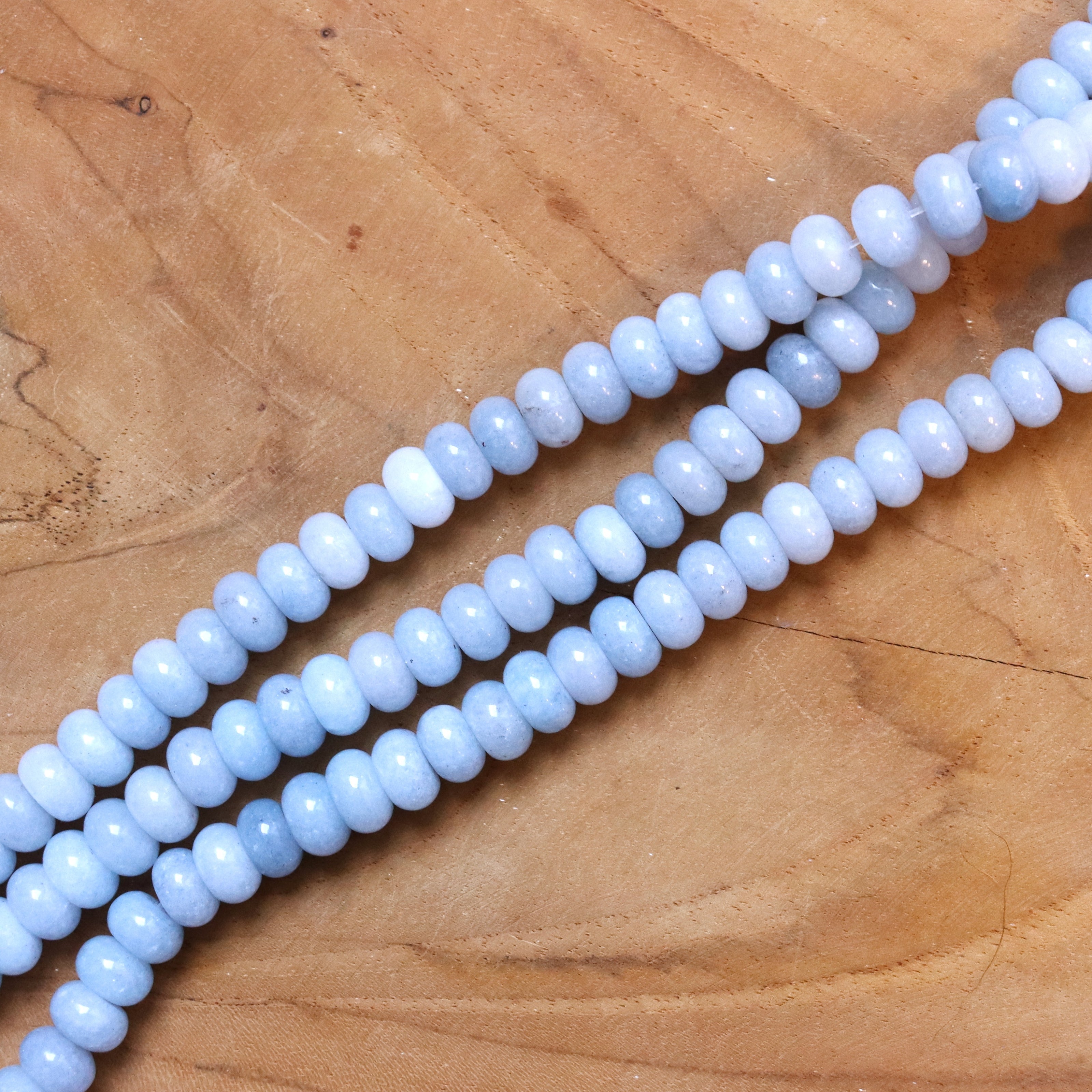 Kralenstreng rondellen dyed jade - Sky blue