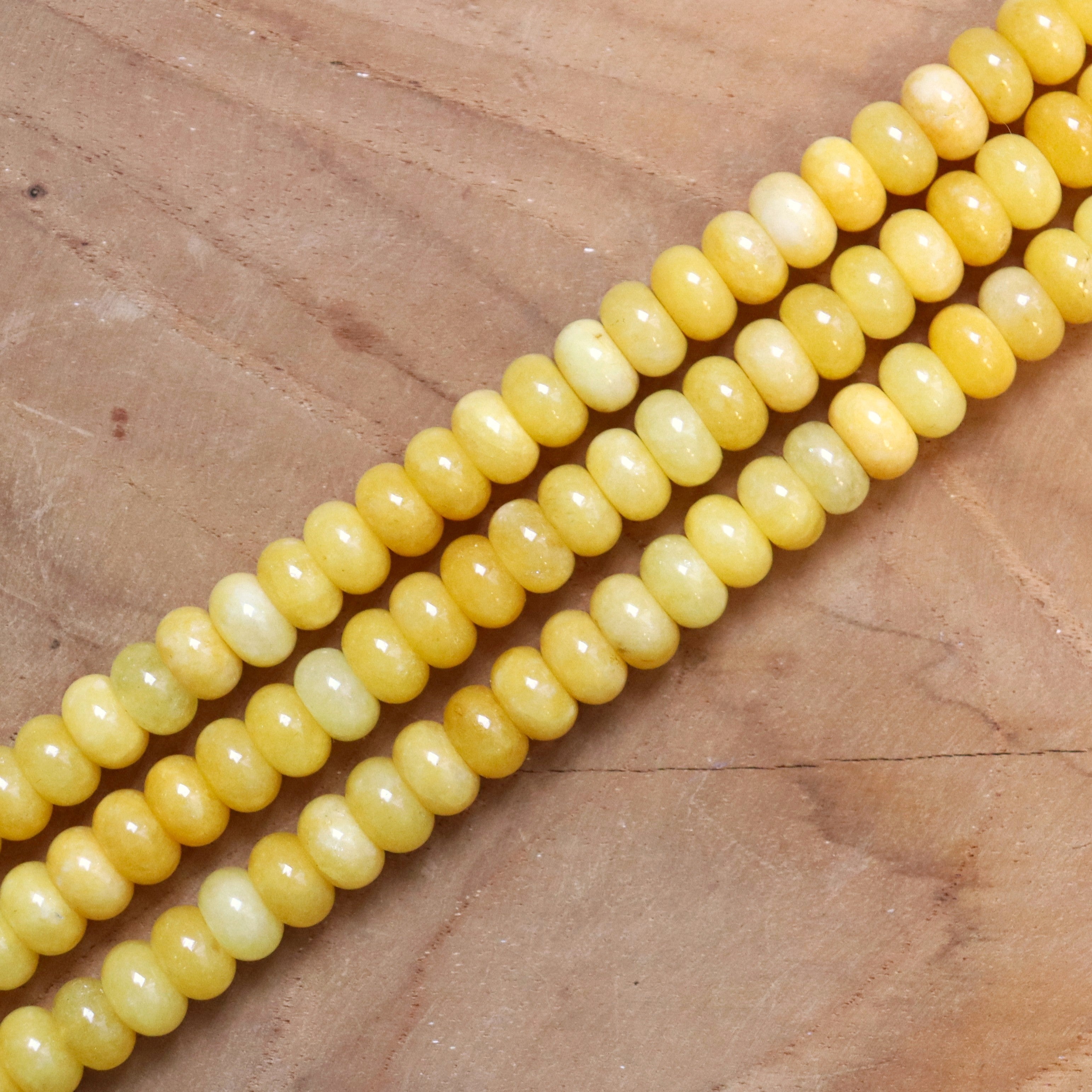 Kralenstreng rondellen dyed jade - Yellow