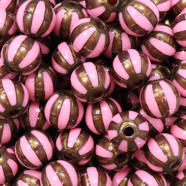 Gestreepte acryl kraal parelmoer - bruin/roze