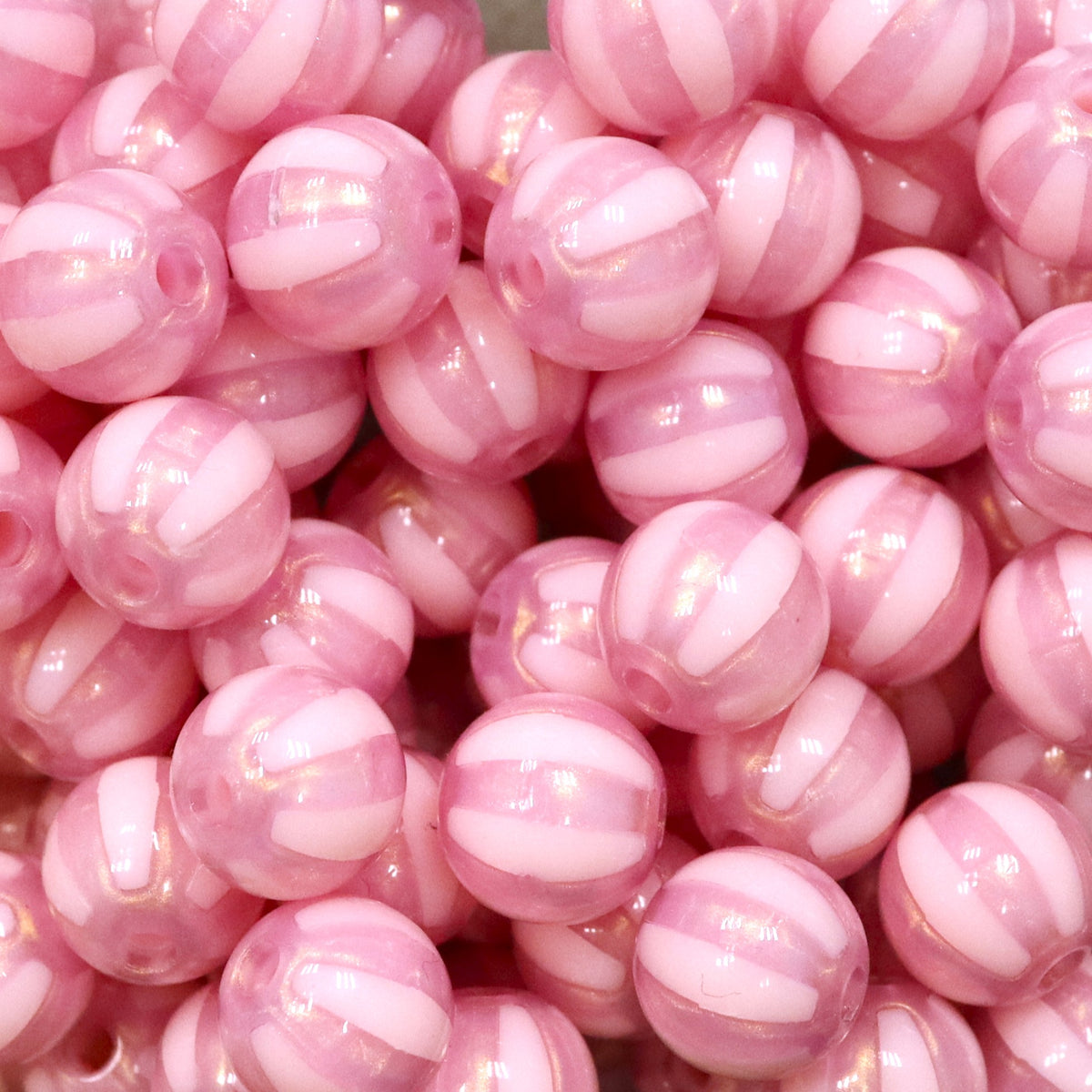 Gestreepte acryl kraal parelmoer - roze
