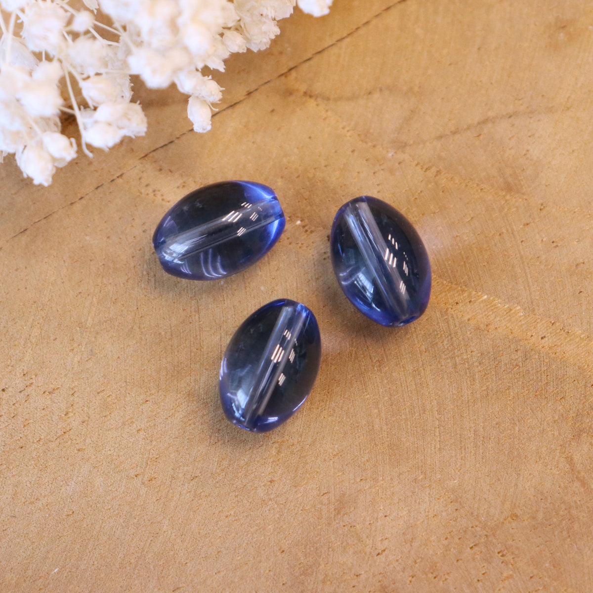 Kraal blauw - glaskraal ovaal