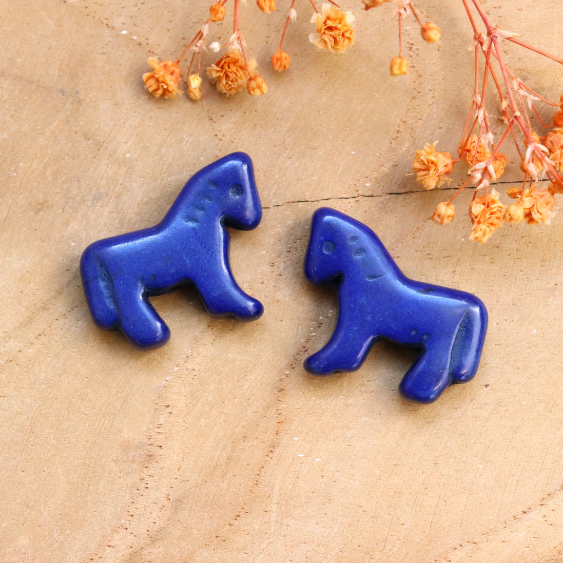 Kraal blauw - paard imitatie turkoois donkerblauw