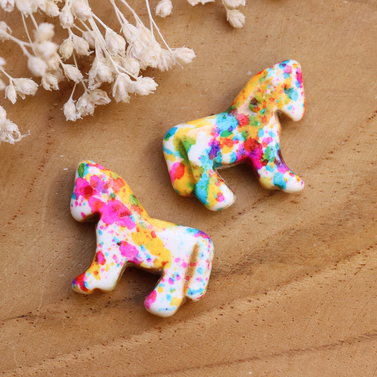 Kraal beige - paard imitatie turkoois multicolor