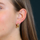 Stainless steel oorstekers met parels goud