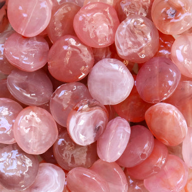 Platte ronde acryl kraal - oud roze