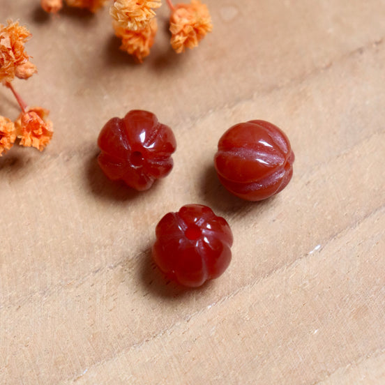 Carnelian pumpkin-shaped bead