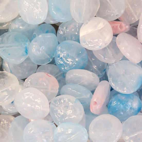 Flat round acrylic bead - sky blue