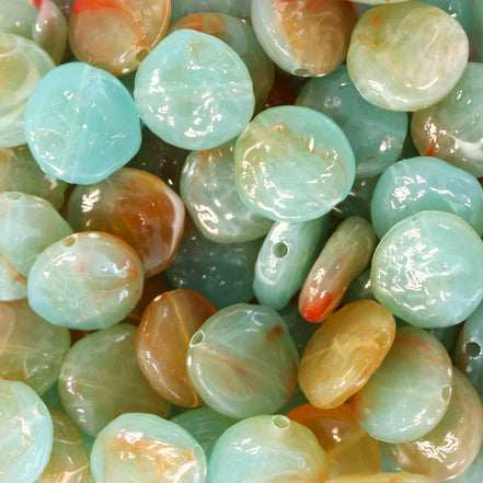 Platte ronde acryl kraal - turquoise