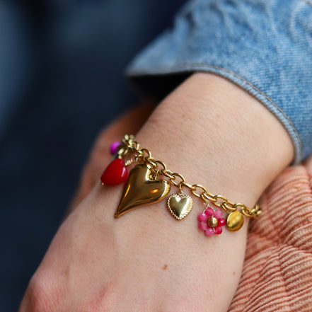 Stainless steel bracelet - with charms