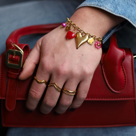 Stainless steel ring goud - sierlijke golf