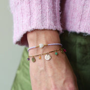 Stainless steel bracelet - with gemstone and coins