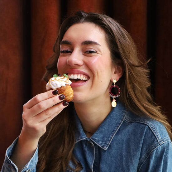 Statement oorbellen - met hart en munt burgundy