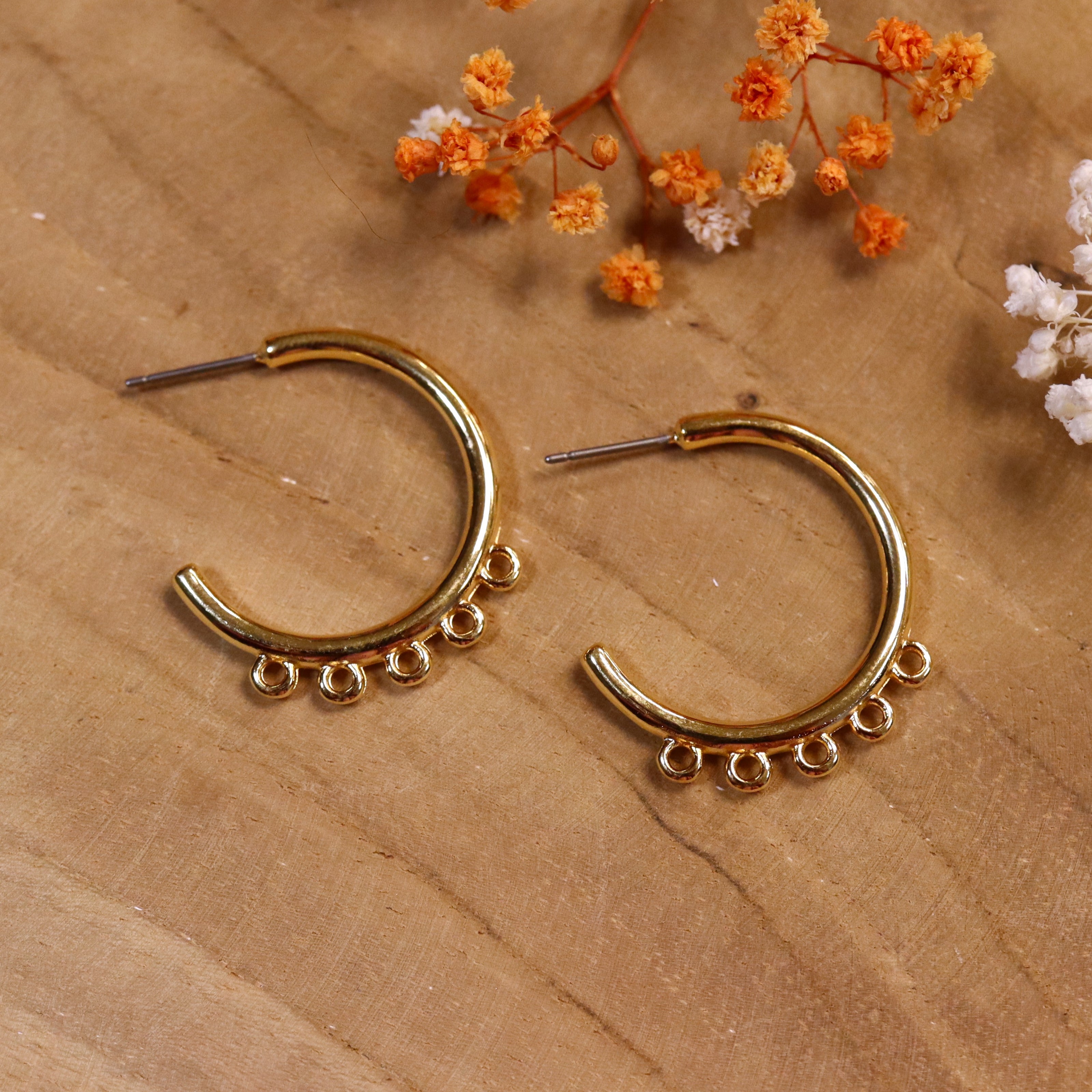 DQ GOLD stud earring with four eyes large