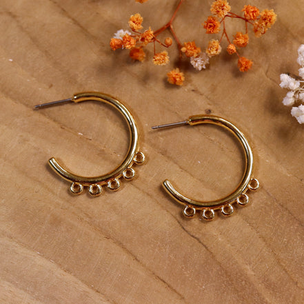DQ GOLD stud earring with four eyes large