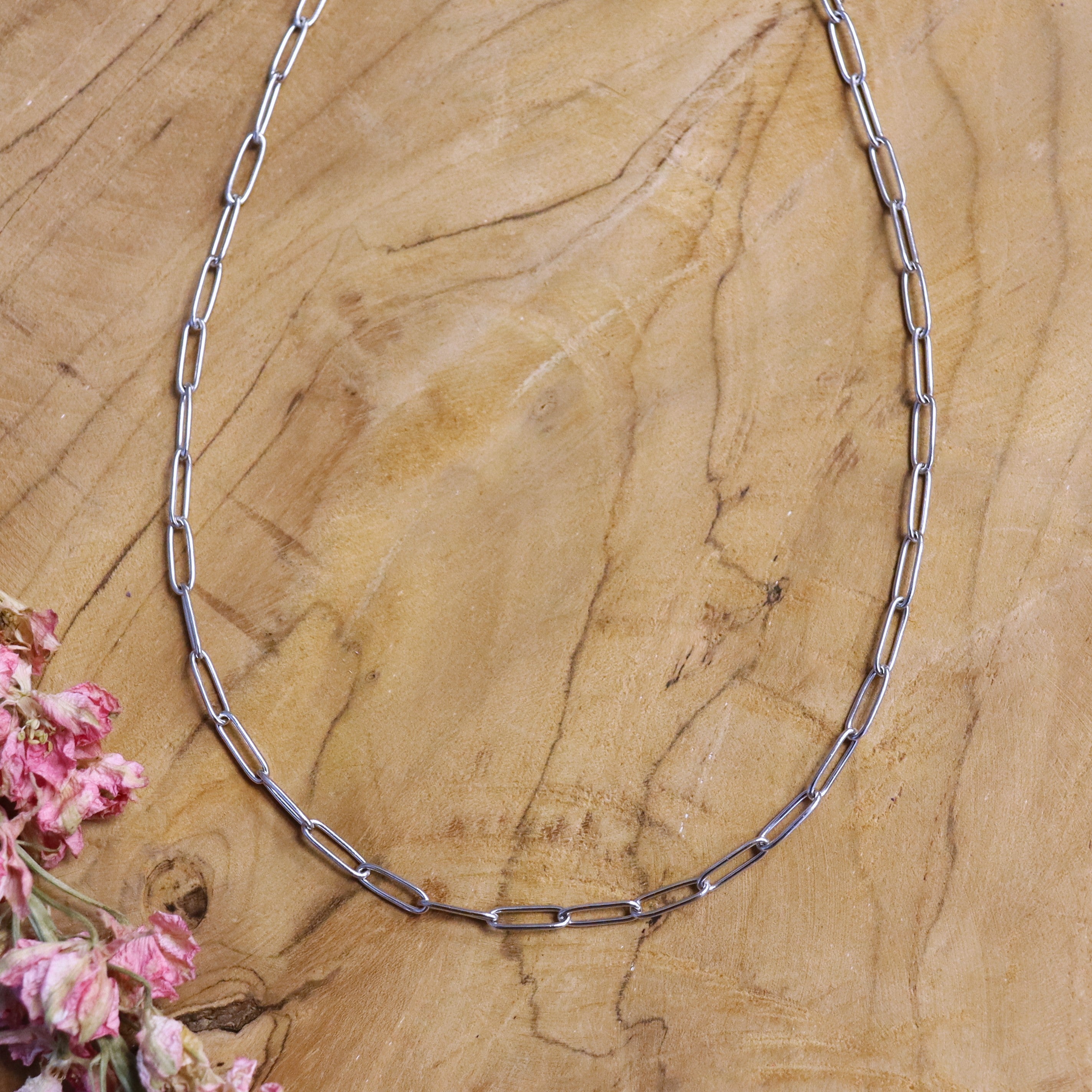 Stainless steel ketting zilver - paperclip