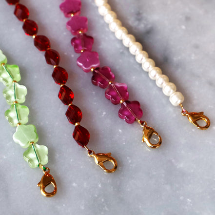 Telefoonkoord - roze bloemen goud