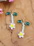 Charm Bead Blume - weiß mit grünen Blättern