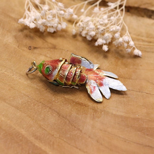 Halskettenanhänger - Cloisonné Fisch rosa