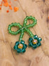 Charm bead flower - green bow