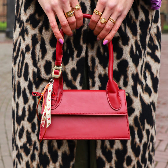 Bag charm - hartjeslint en  bruintinten