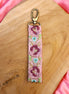 Sleutelhanger - roze met paarse borduursels