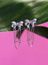 Stainless steel bow stud earrings with silver jasseron
