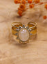 Stainless steel ring goud - rozenkwarts met versierde rand