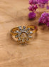 Stainless steel ring goud - rozenkwarts bloemetje