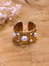 Stainless steel ring goud - met parels
