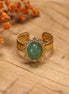 Stainless steel ring gold - aventurine with decorated edge