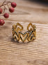 Stainless steel ring gold - open hearts