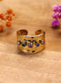Stainless steel ring gold - with swarovski