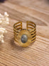 Stainless steel ring goud - labradoriet