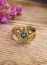 Edelstahlring gold - türkise Blume