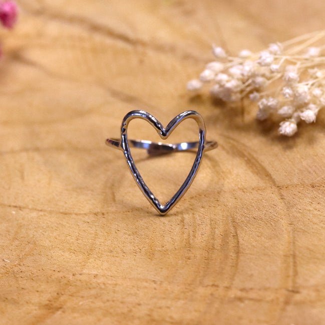 Stainless steel ring zilver - open hart