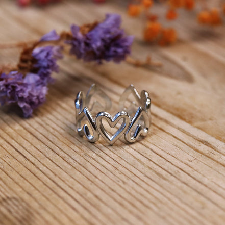 Stainless steel ring zilver - open harten