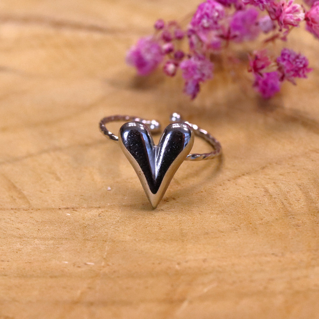 Stainless steel ring zilver - hart