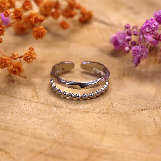 Stainless steel ring zilver - golf en bolletjes