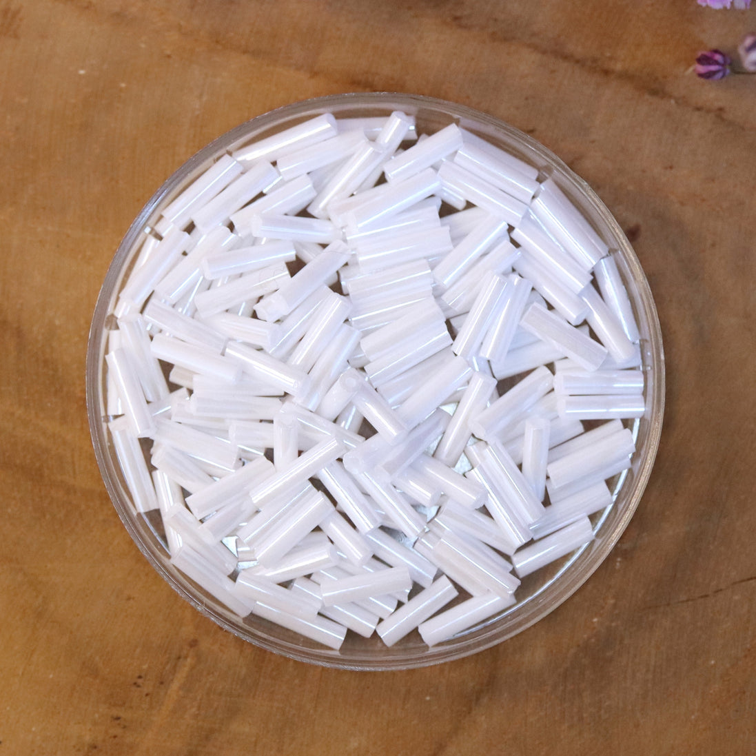 Bugle beads white 5 grams