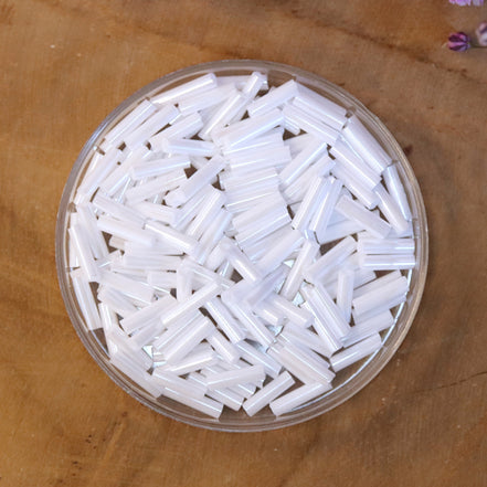 Bugle beads white 5 grams