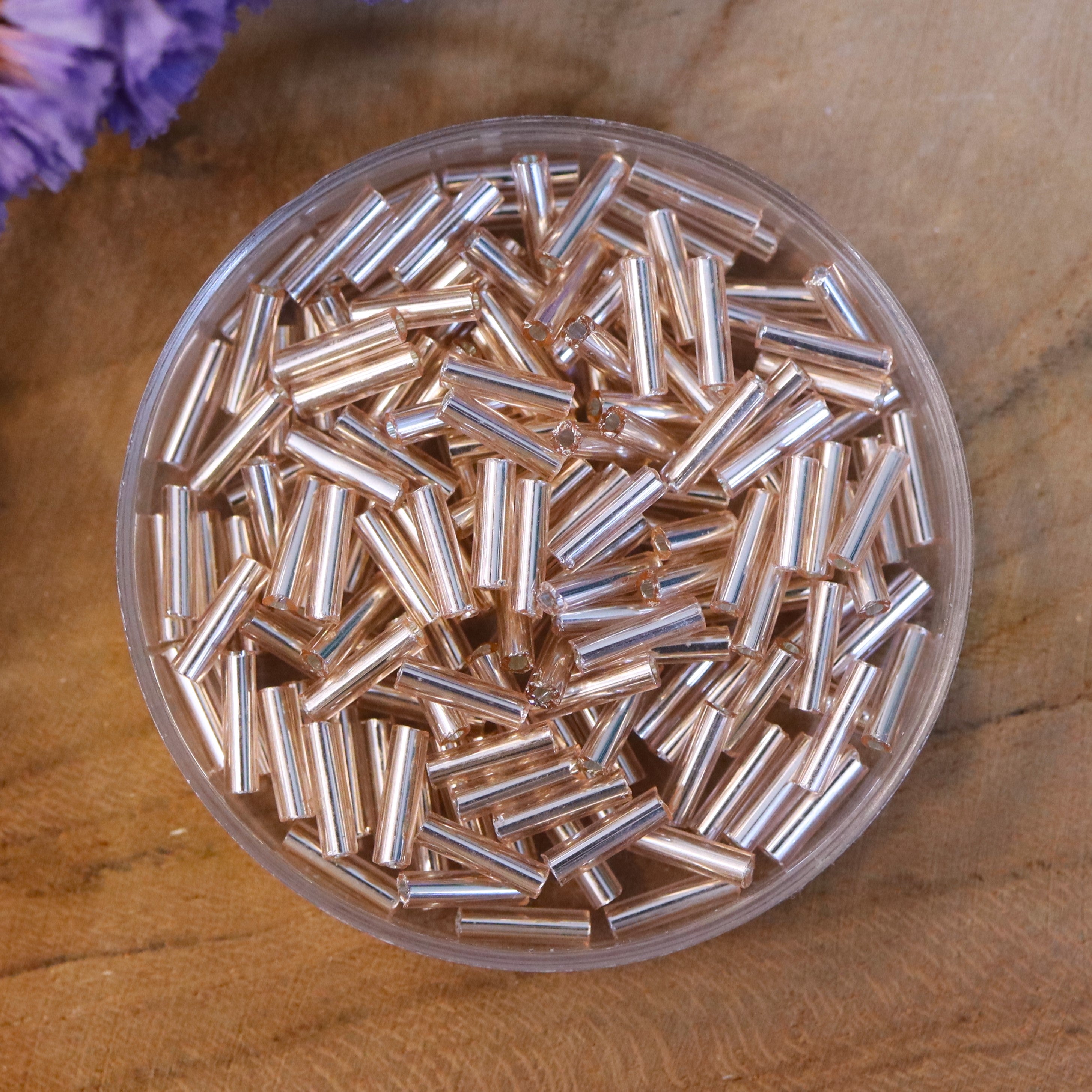 Bugle beads pink 5 grams