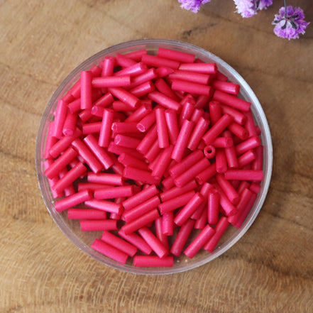 Bugle beads matte fuchsia 5 grams