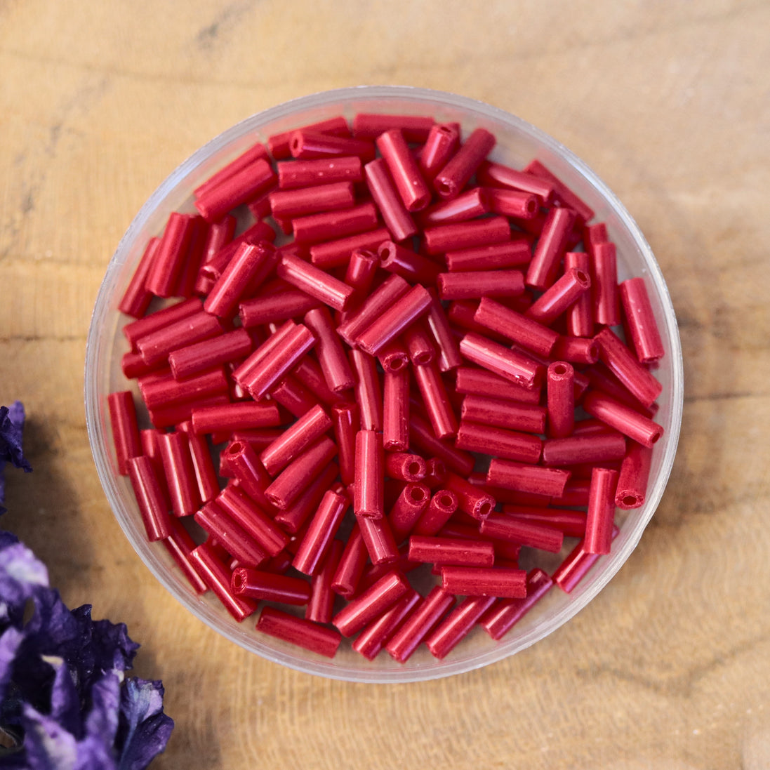 Bugle beads burgundy 5 grams