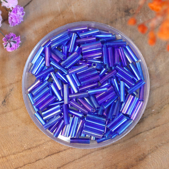 Bugle kralen cobalt AB 5 gram