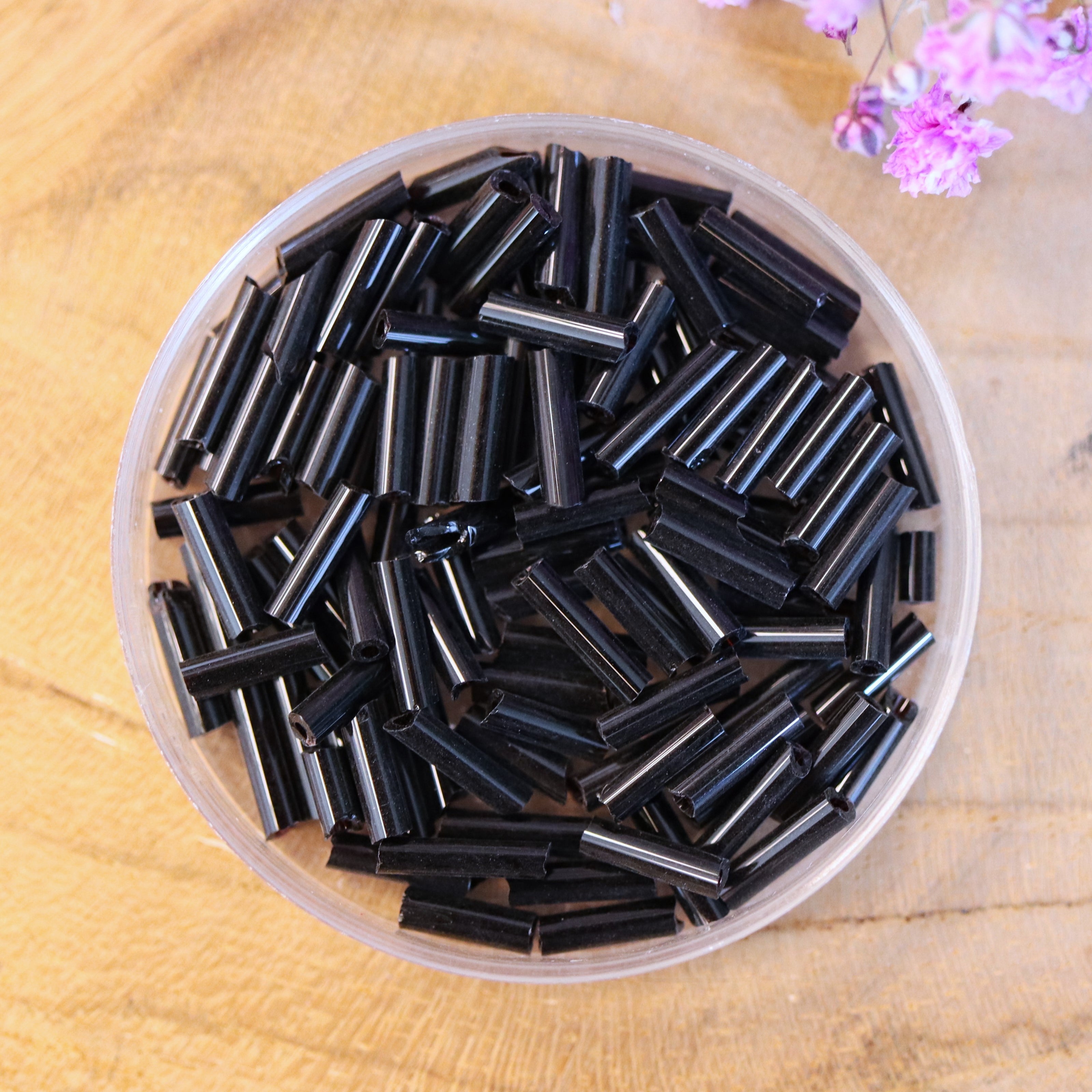 Bugle beads black 5 grams